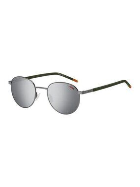 New Authentic Hugo Boss Men's Grey and Green Round Metal Sunglasses